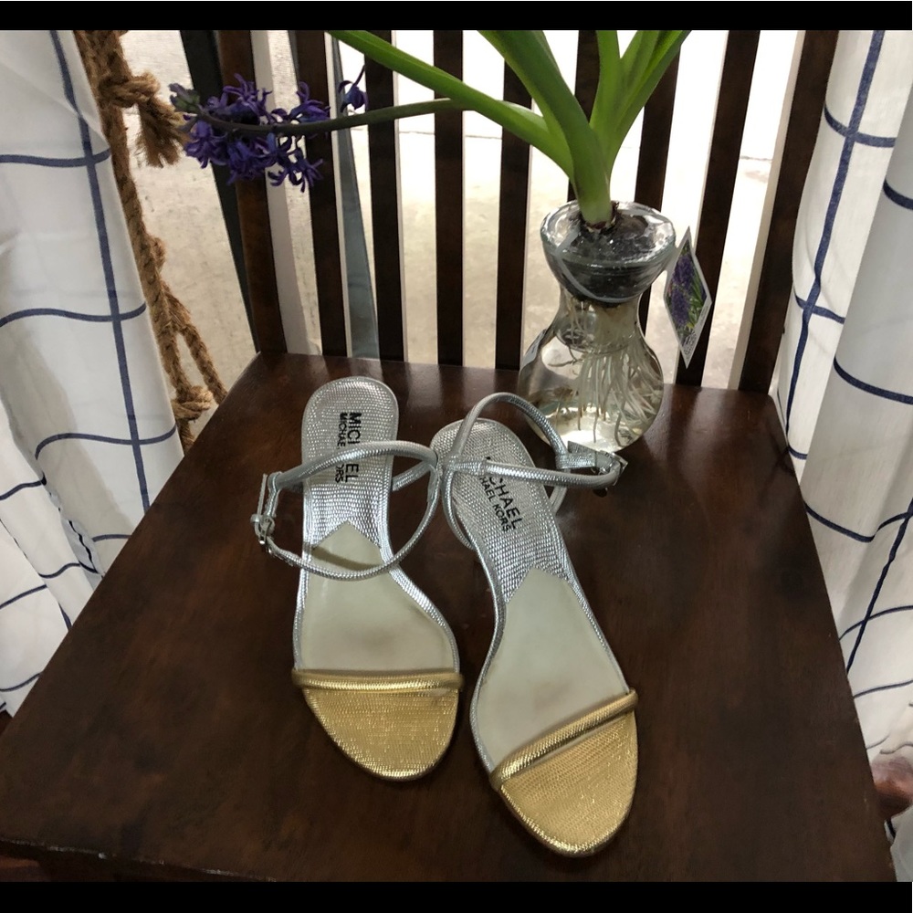 Michael kors gold and silver sandals